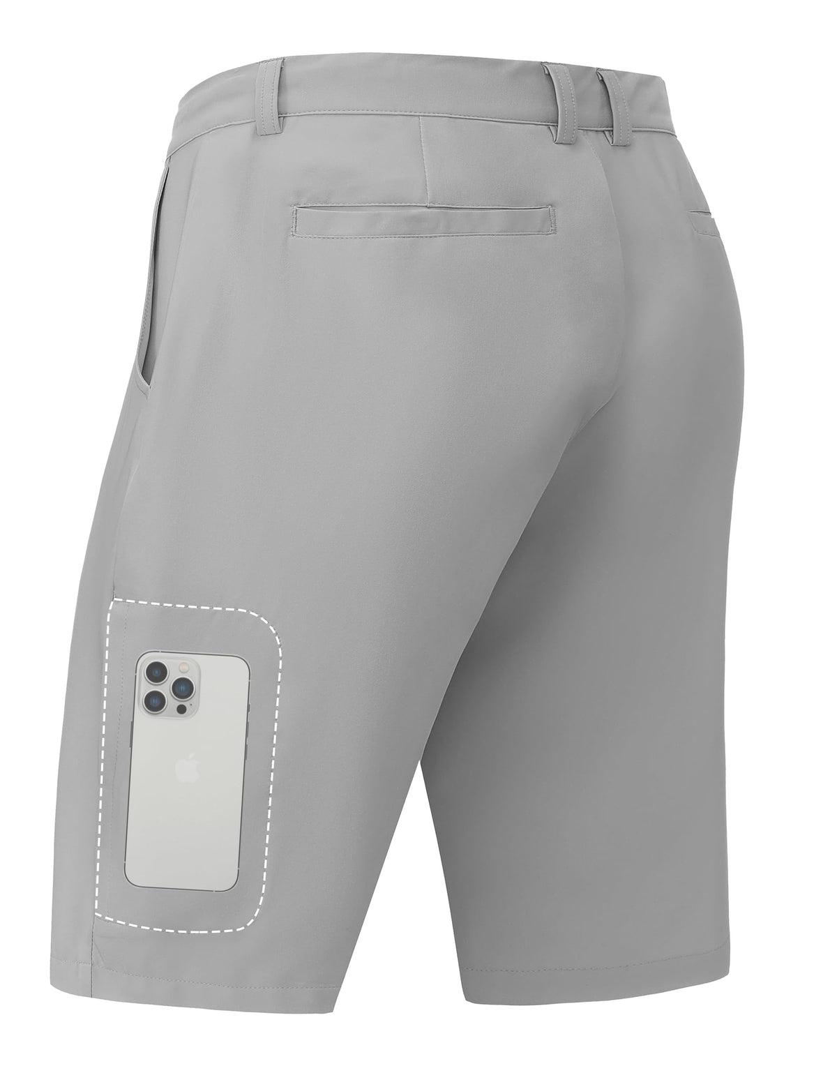 JWM mens stretch golf shorts waistband with silicone grippers keeping shirt tucked on course