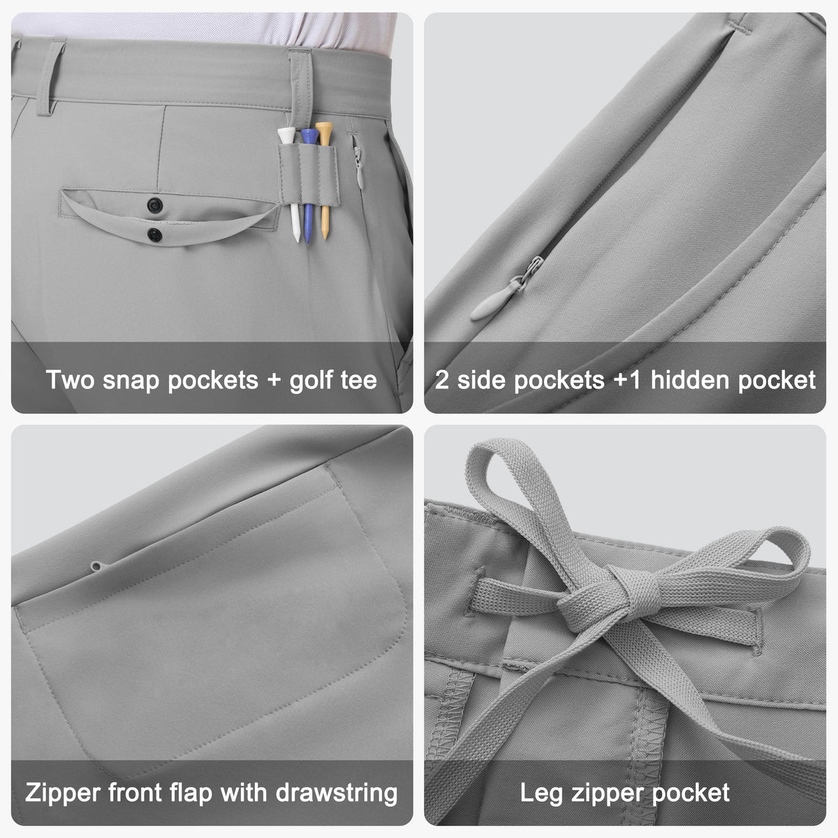JWM men's stretch golf shorts tee caddy loops for quick access.