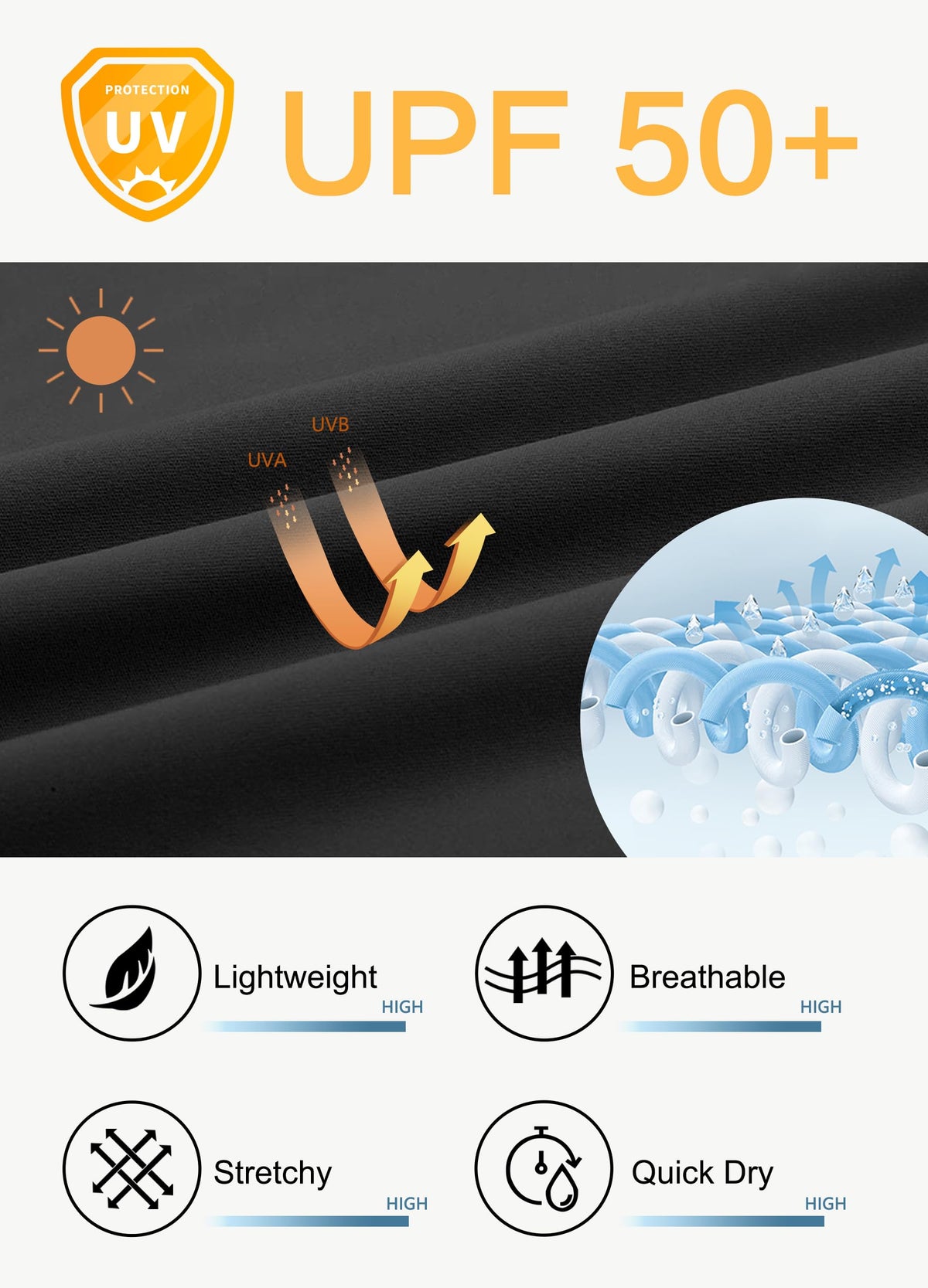 JWM upf50 quick-dry fabric keeps you cool and protected outdoors
