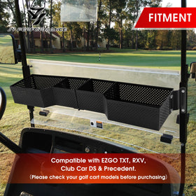 JY PERFORMANCE front inner basket on Club Car DS adds extra front tray space.