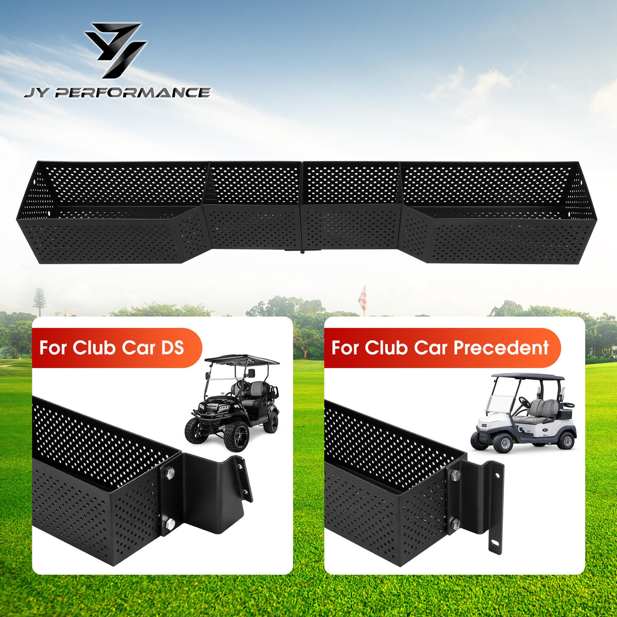 JY PERFORMANCE front inner basket on Club Car Precedent creates tidy front storage.