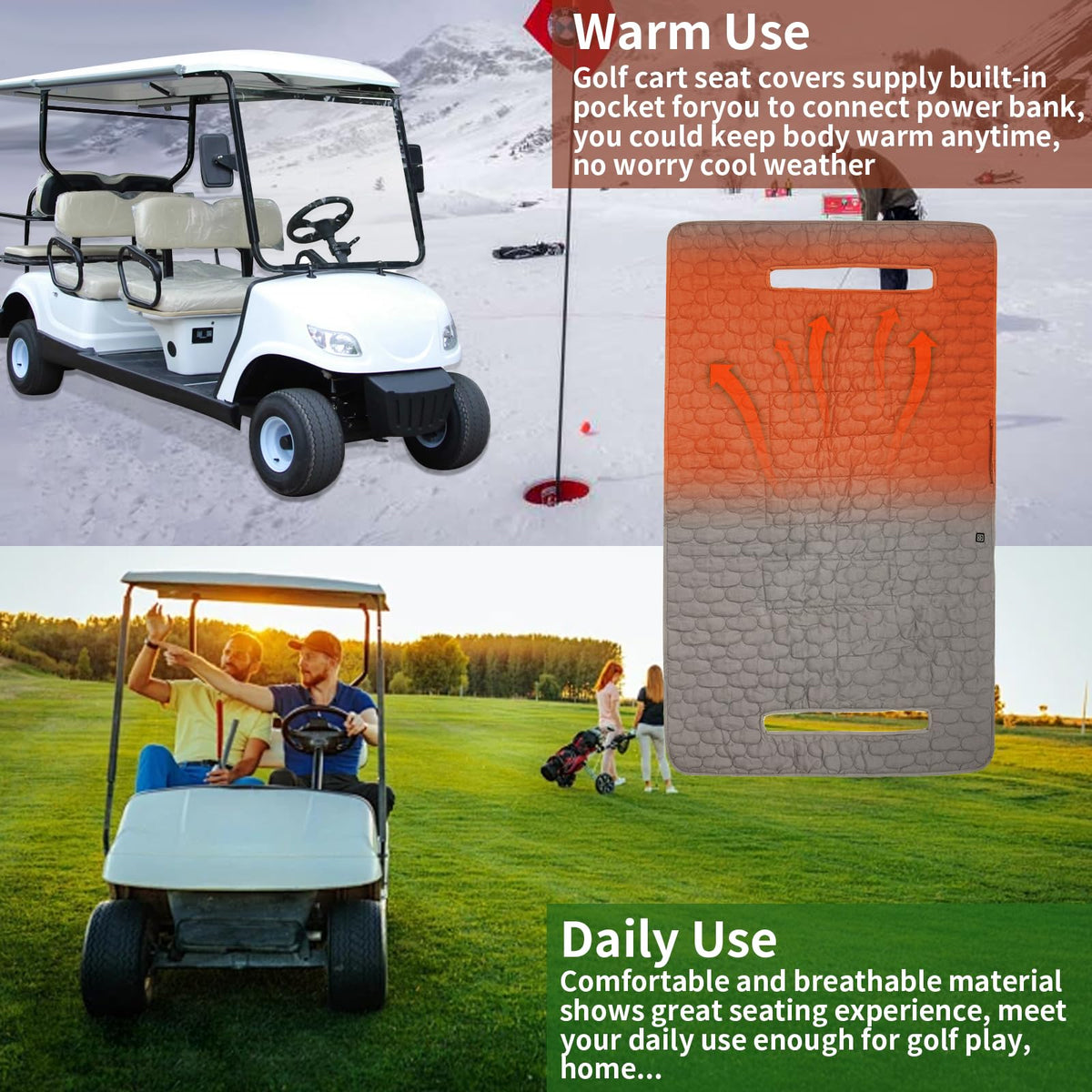 JYSILIYH universal-fit rear seat cover works for Club Car EZGO Yamaha.