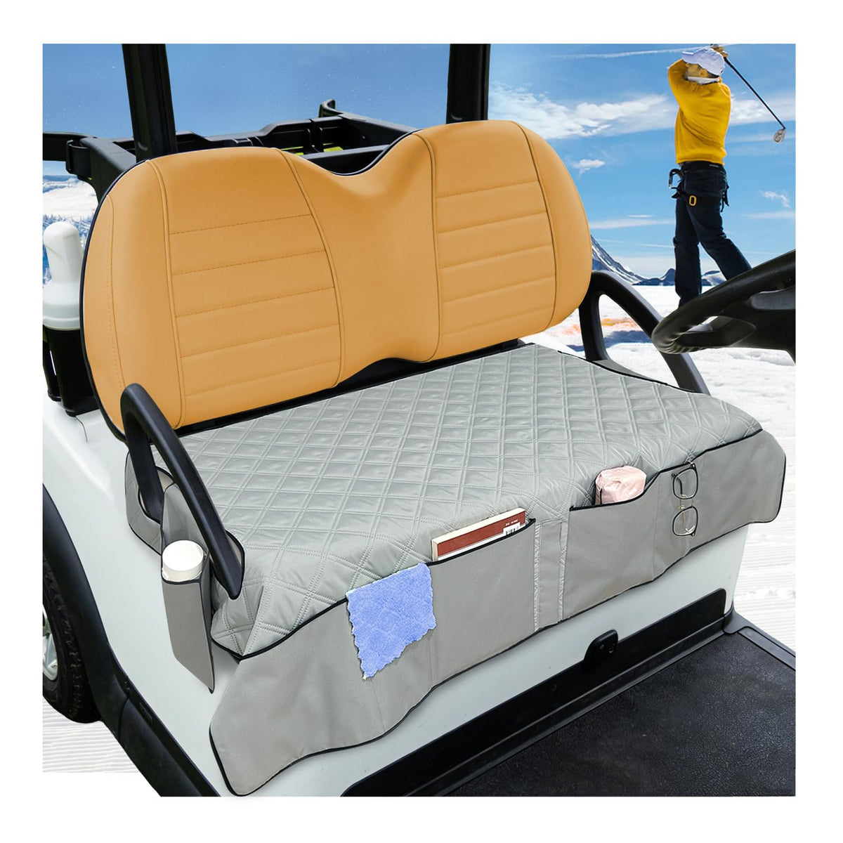 KAAMOS golf cart seat blanket with 8 pockets keeps essentials within reach