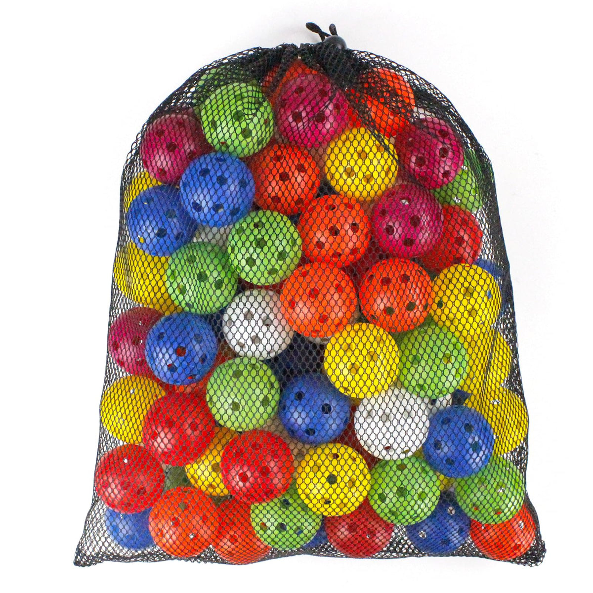 Kahuayi 100-pack practice golf balls in a mesh bag for easy transport and practice