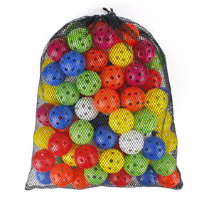 Kahuayi 100-pack practice golf balls in a mesh bag for easy transport and practice