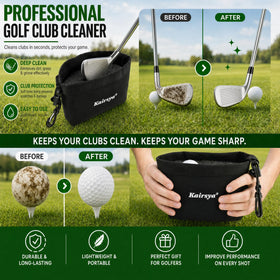 Detachable clip on the Kairsya cleaner bag keeps gear within reach on the course.