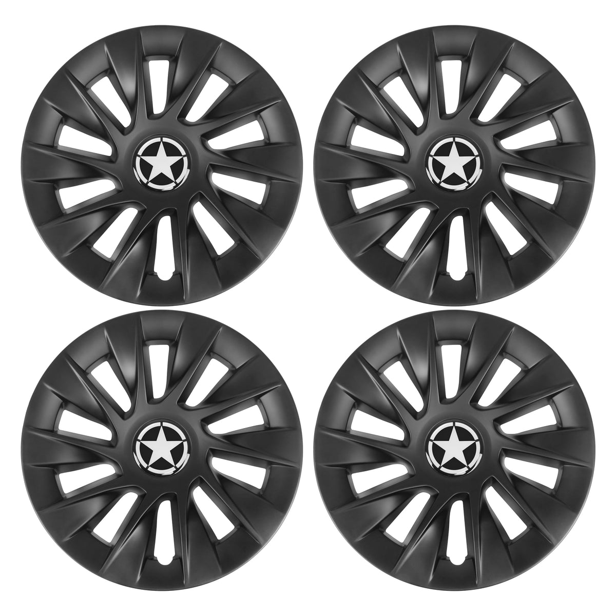 KAKABAS 8in hub cap matte black front view enhances cart style and protection.