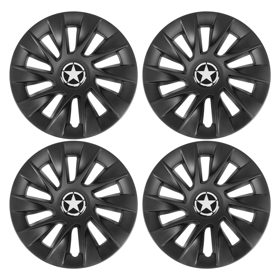 KAKABAS 8in hub cap matte black front view enhances cart style and protection.
