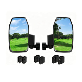 KAKABAS adjustable side mirror on a golf cart for better rear visibility.