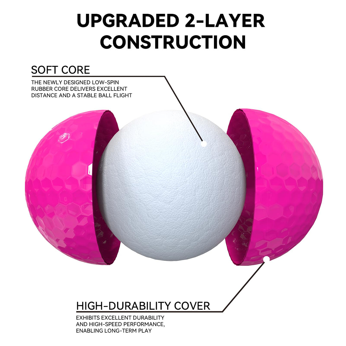 Kamlaku 2-piece distance ball delivers faster ball speed and consistent rebound.