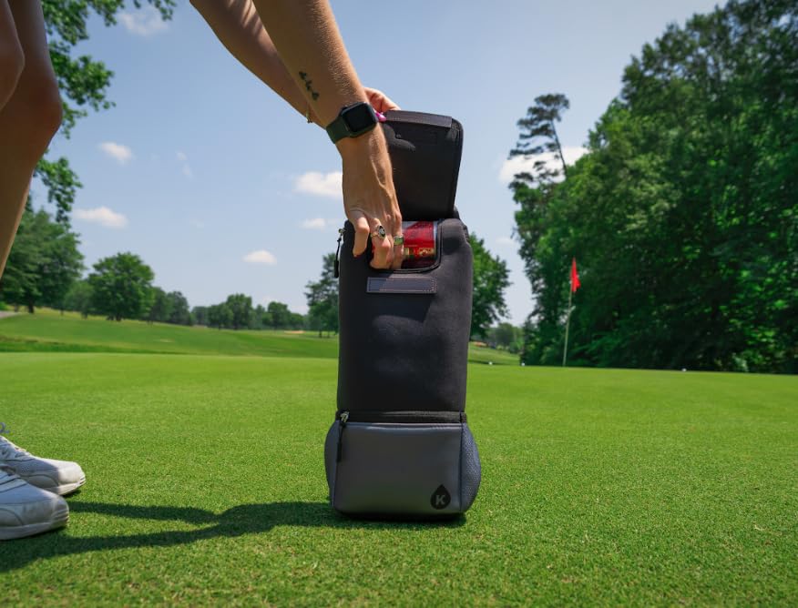 Sleek soft-sided Kanga cooler designed for easy carrying during a round.