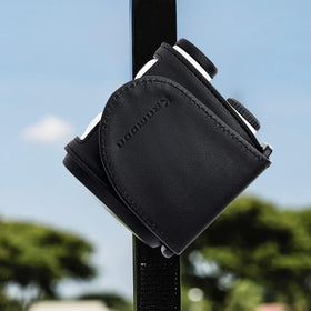 Rugged leather look blends with golf cart style