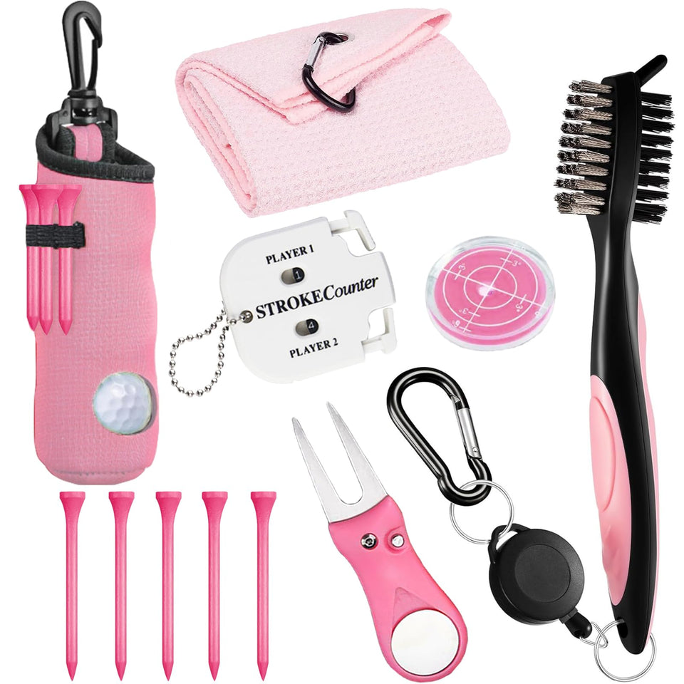 Karamagic 11-pcs golf accessories kit with bag hook, convenient on-course organization.