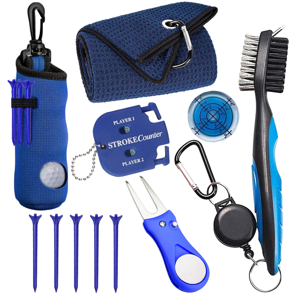 karamagic 11 pcs golf accessories kit with towel on bag for quick on course cleaning