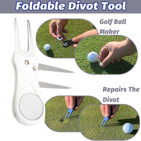 Karamagic divot tool with metal ball marker for quick pickup on the green.