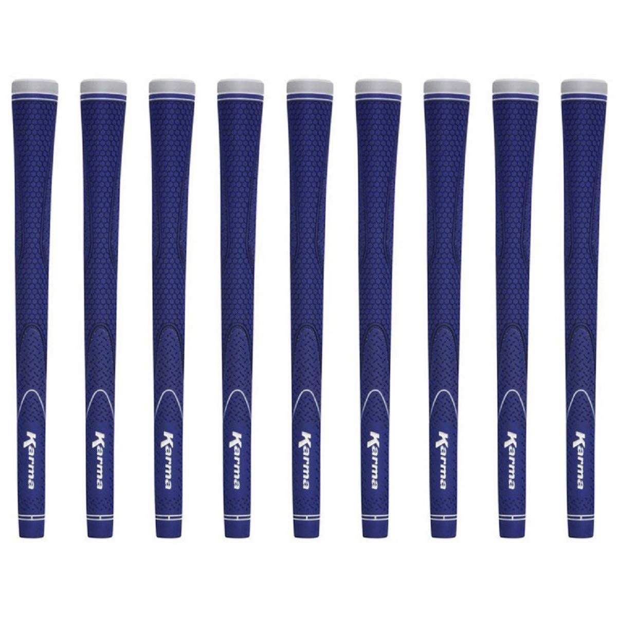 Karma Neion II blue golf grips, side view, soft feel with slip resistance.
