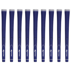 Karma Neion II blue golf grips, side view, soft feel with slip resistance.