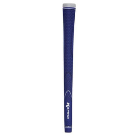 Close-up of Karma Neion II blue neon grips showing textured surface for better slip resistance.