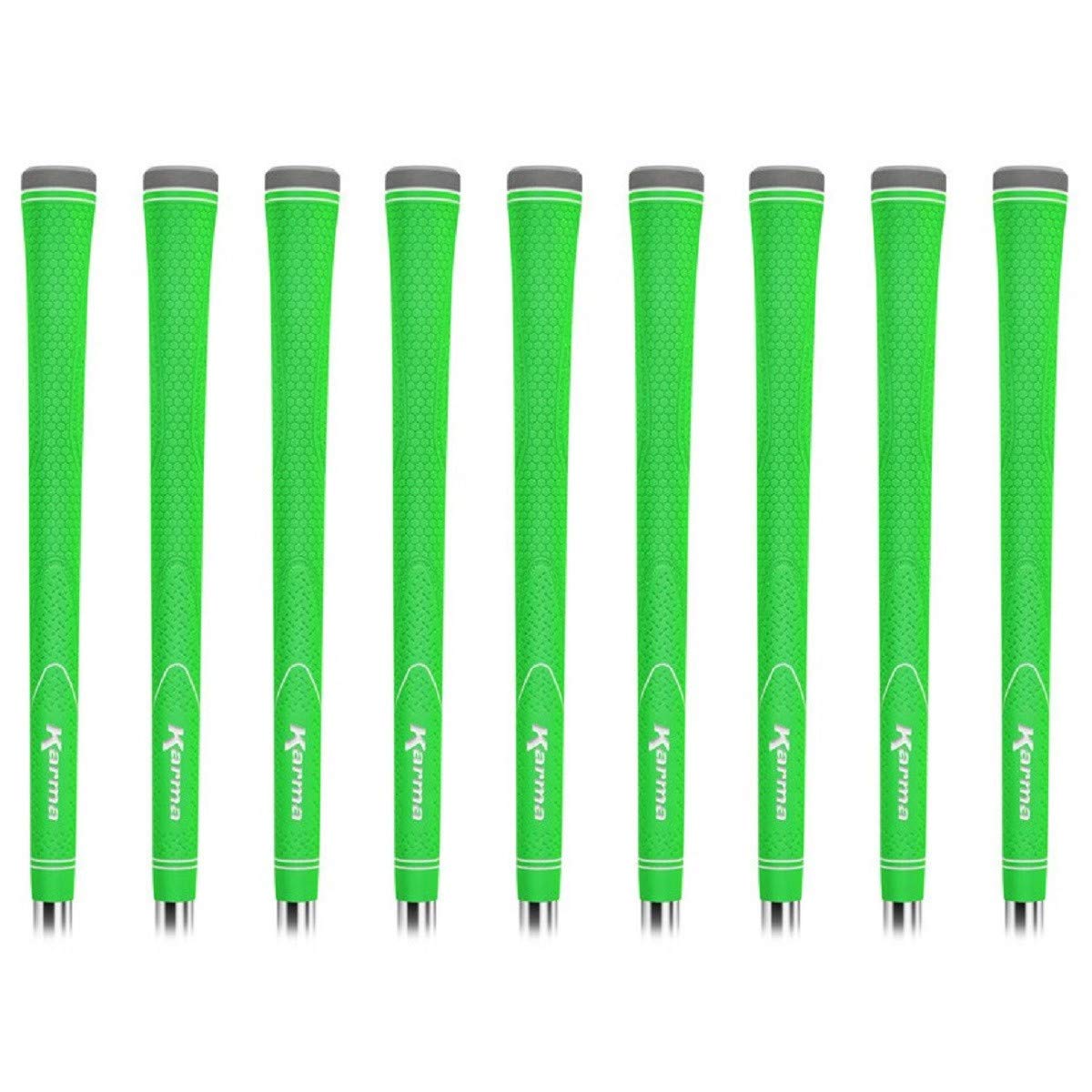 Karma Neion II green golf grips front view showing vibrant color and enhanced grip feel
