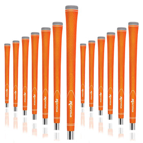 Karma Neion II orange 13-piece grip set on clubs for vibrant control
