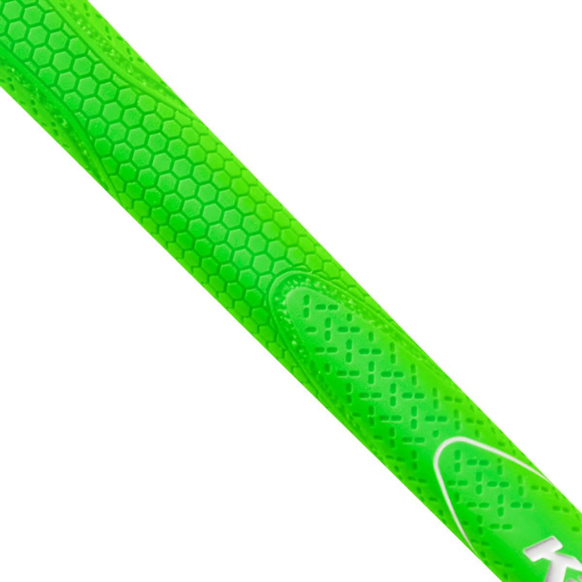 Karma Neion II slip-resistant rubber grip improves control on swings.