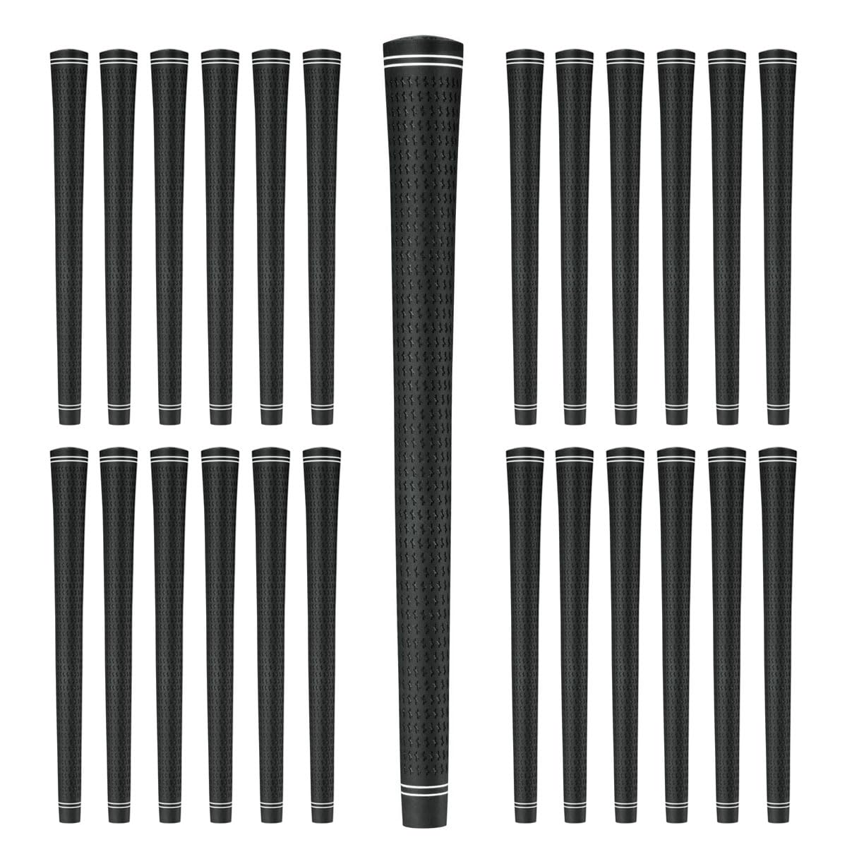 Karma Revolution 360 Black Jumbo grips installed on a golf club for consistent alignment.