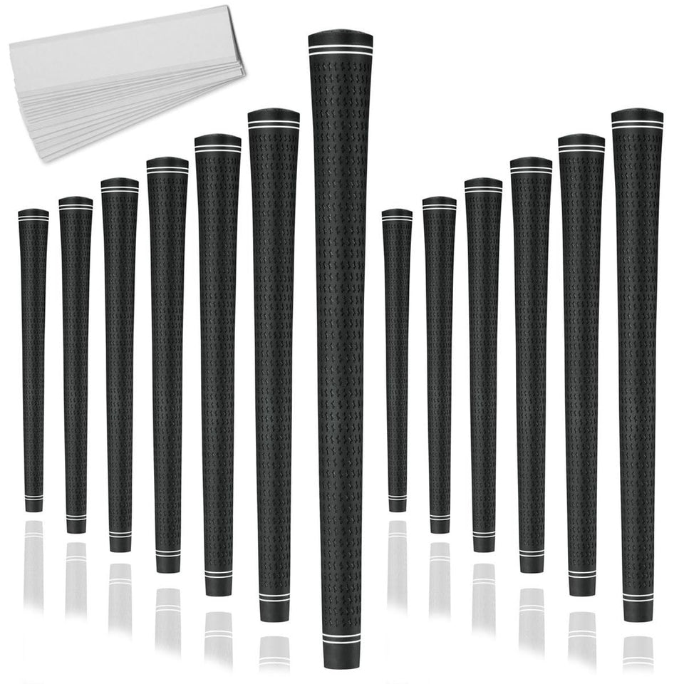 Karma Revolution black jumbo golf grips—13-pack for consistent feel and easy re-gripping