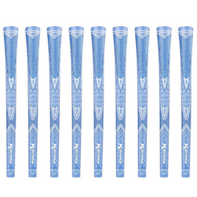 Karma Sparkle light blue golf grips for women in a 9-pack, slip-resistant and soft.