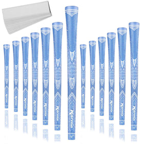 Karma Sparkle light blue golf grips for women with glitter speckles and slip resistance.