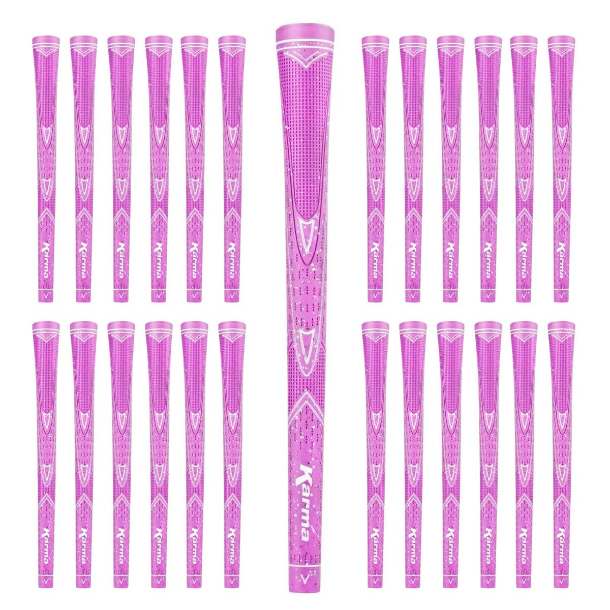 Karma Sparkle Pink golf grip with glitter texture offers slip resistance for women players.