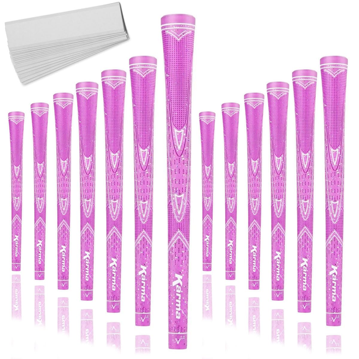 Karma Sparkle Pink golf grips for women with slip resistance and soft feel.