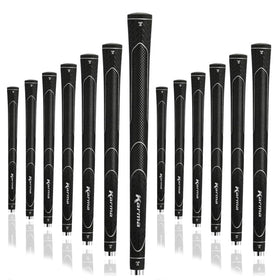 Karma Super Lite 13-piece grip set front view with black oversize grips for lighter swing