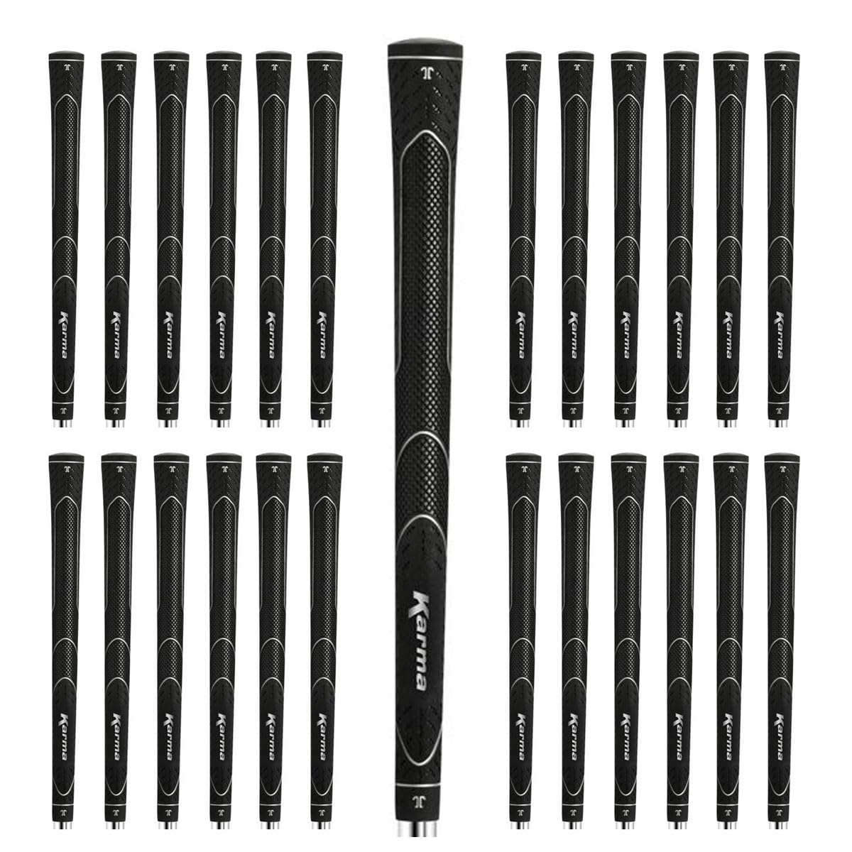Karma Super Lite black oversized grip with textured surface for enhanced swingweight feel.