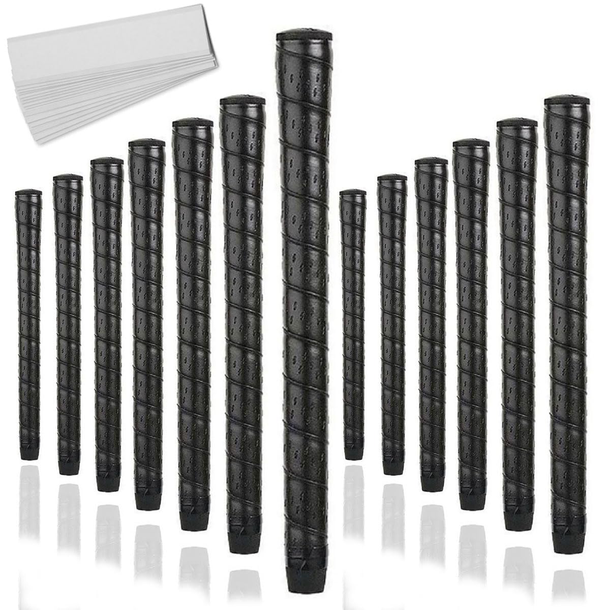 Karma Synthetic Wrap Black Midsize Golf Grips provide comfortable, non-slip feel for enhanced control.