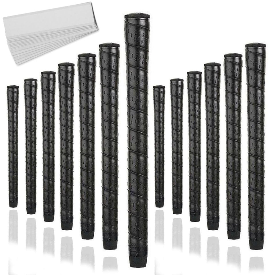 Karma Synthetic Wrap Black Midsize Golf Grips provide comfortable, non-slip feel for enhanced control.