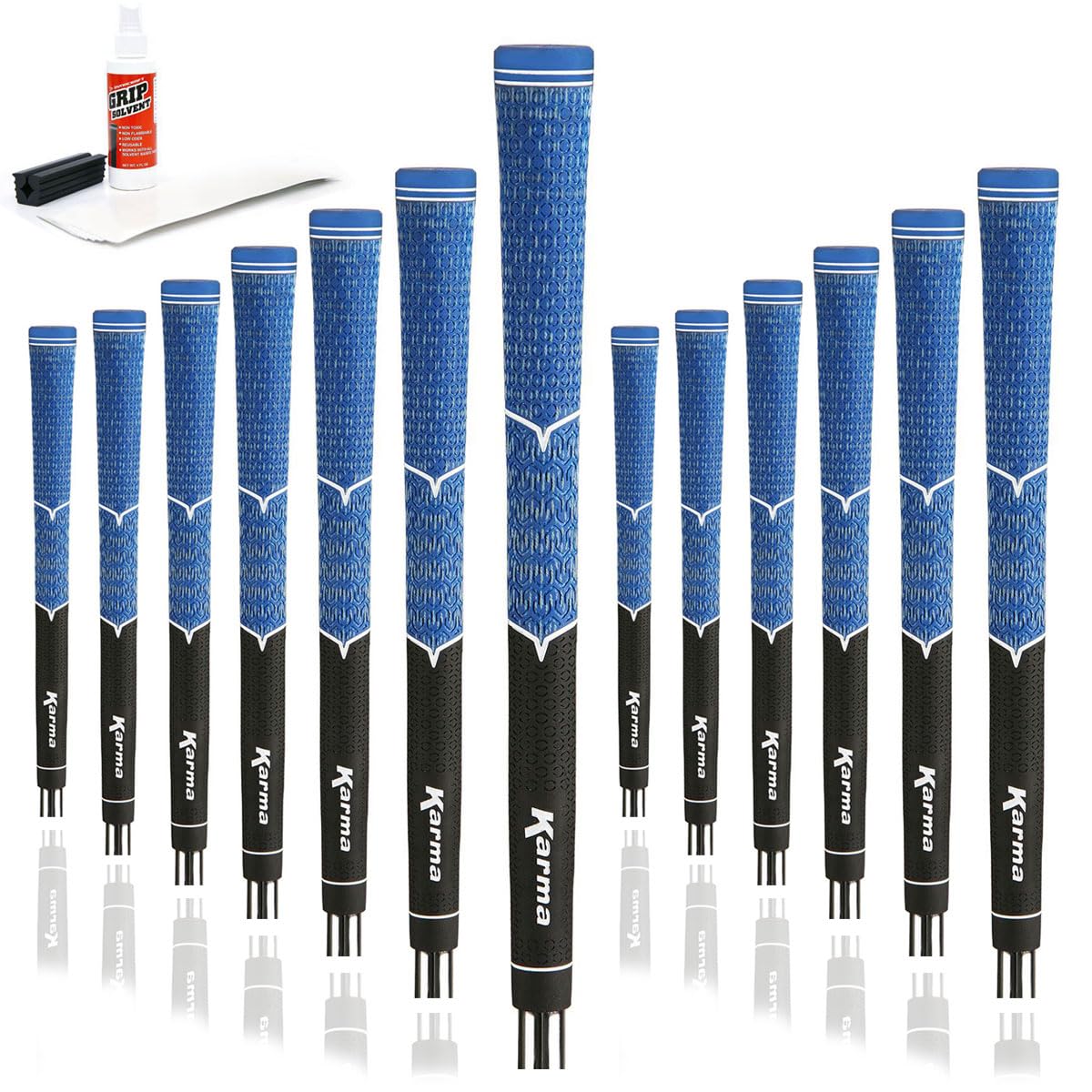 Karma V-Cord grip kit full set showing 13 grips and hardware for all-weather replacement.