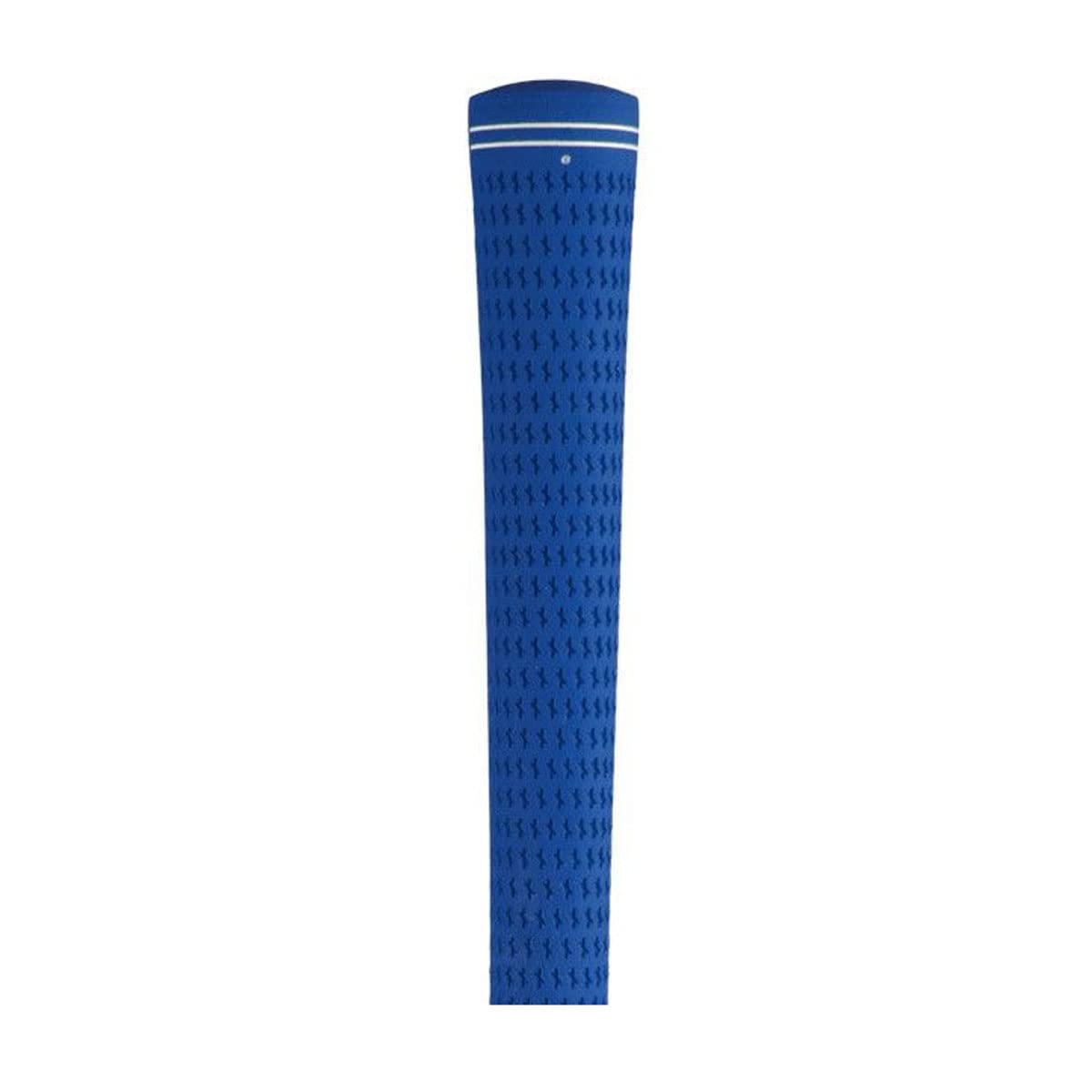 Karma Velour blue grip on a golf club providing comfortable hold during a full swing.