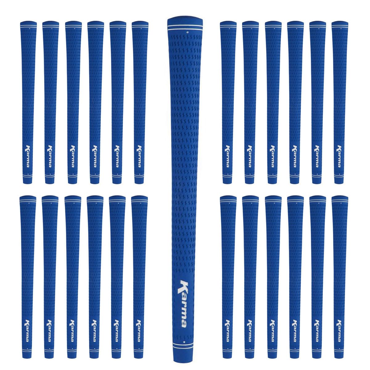 Karma Velour Blue Jumbo grips pack front for consistent control in all weather