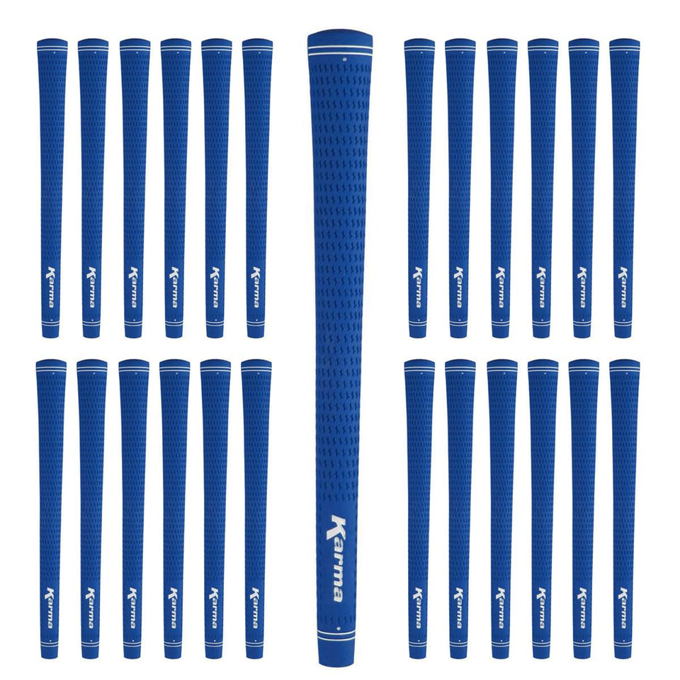Karma Velour Blue Jumbo grips pack front for consistent control in all weather