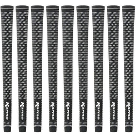 Karma Velour golf grips front view with tacky black and white finish for secure control