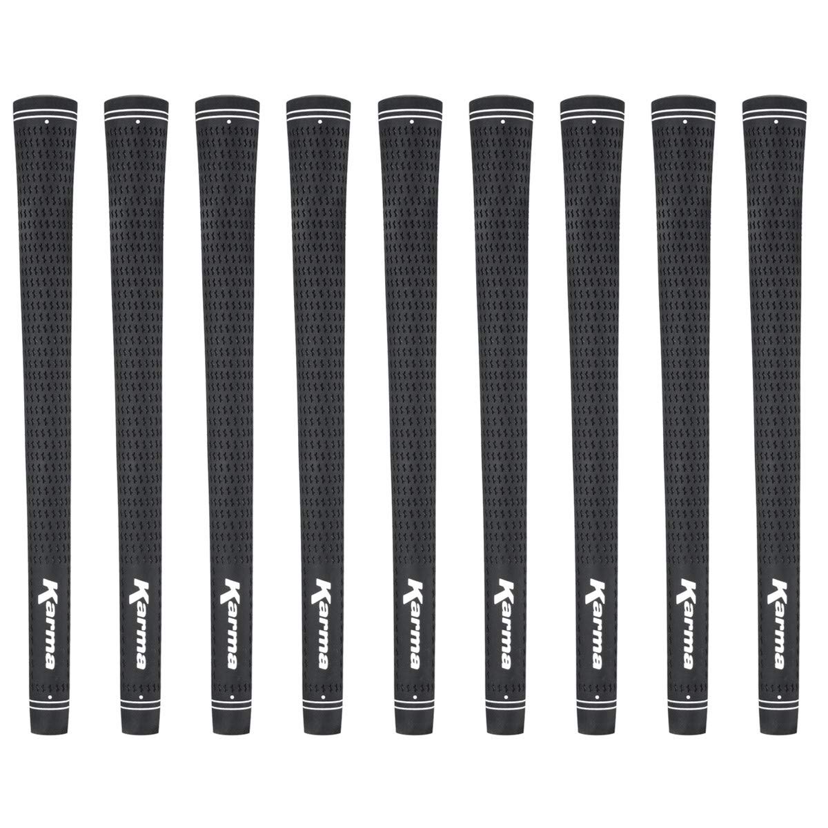 Karma Velour Golf Grips for Men, standard size, black, 9-pack front view shows texture