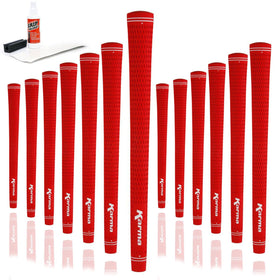 Karma Velour golf grips held in hand showing soft tack for better control.