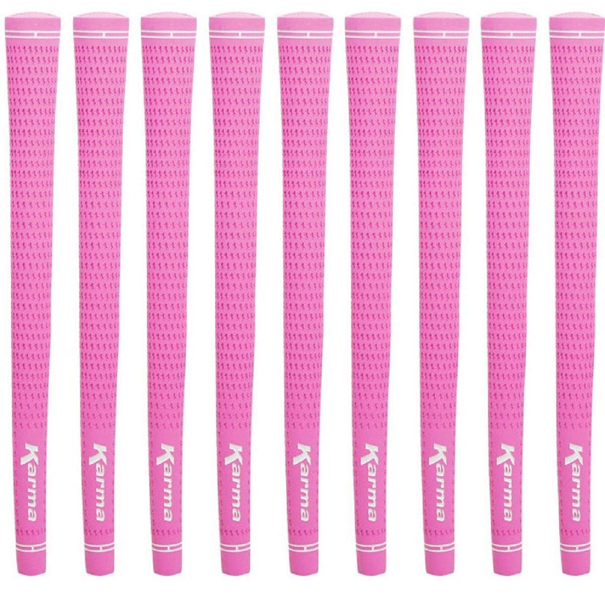 Karma Velour pink ladies golf grips top view showing tacky texture for secure traction