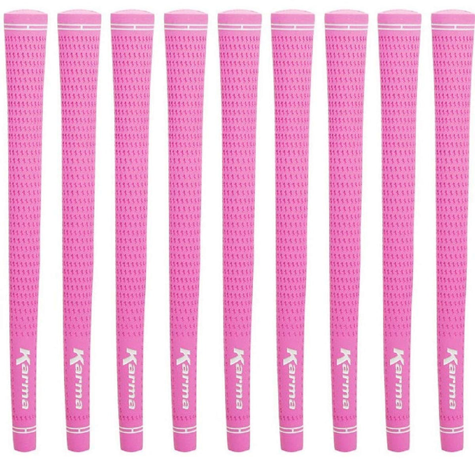 Karma Velour pink ladies golf grips top view showing tacky texture for secure traction