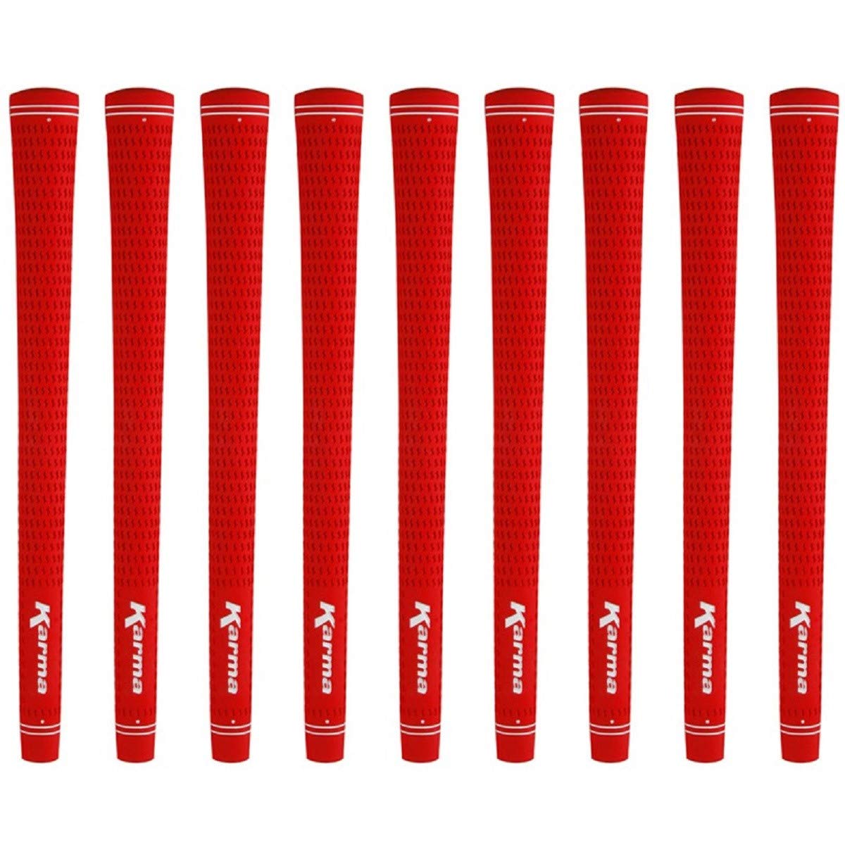 Karma Velour Red Golf Grips front view showing the soft, tacky surface.