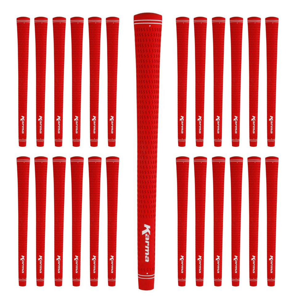 Karma Velour Red Midsize grips pack for consistent feel in all weather.