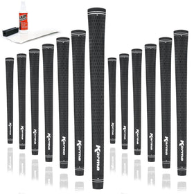 Karma Velour ribbed golf grips in black pack improve hand placement during swings