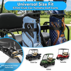 Kartols golf cart bag holder bracket side view showing compact profile and simple integration