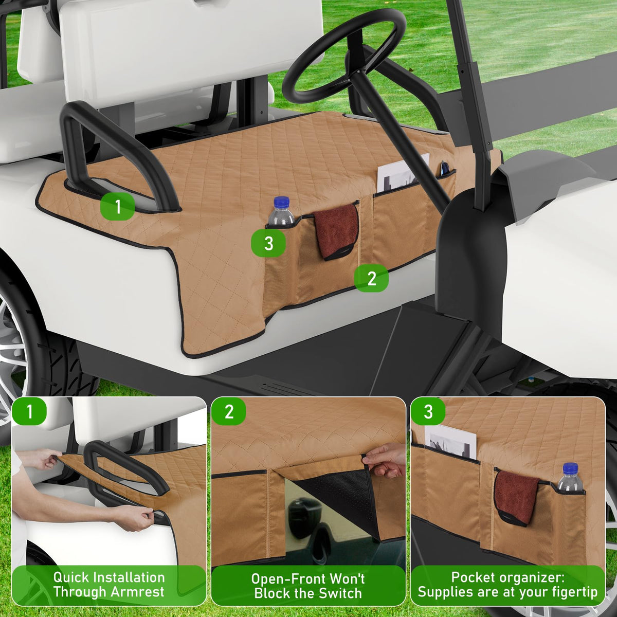 Kaskawise universal-design fits most golf carts for easy setup