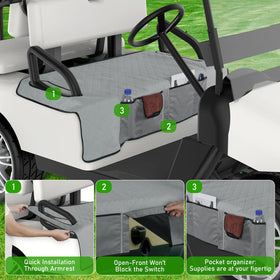 Kaskawise universal-fit cover fits most two-seat carts for quick setup